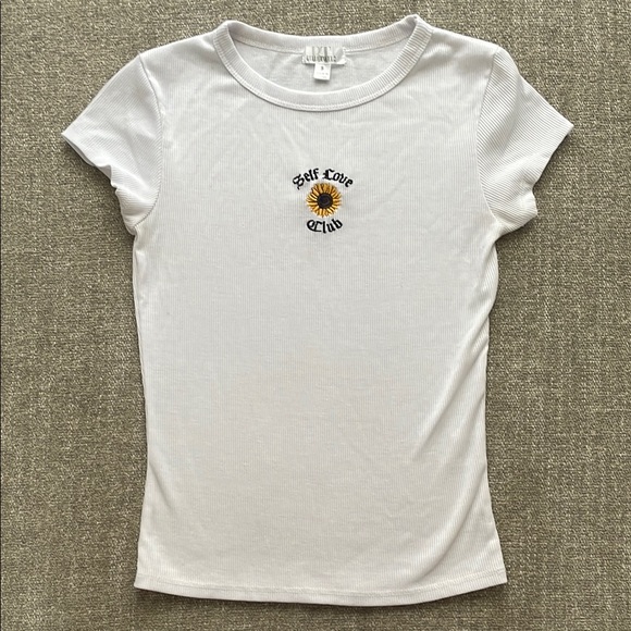 Self Love Club Women Size Small Cap Sleeve Crew Neck T-Shirt - Picture 1 of 7